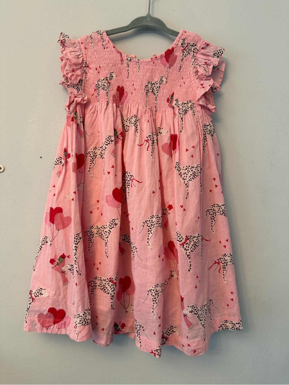 Pink Chicken Pink Dalmatian & Heart Balloon Smocked Dress